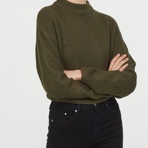 H&M Dark Green Mock Turtleneck Crop Sweater